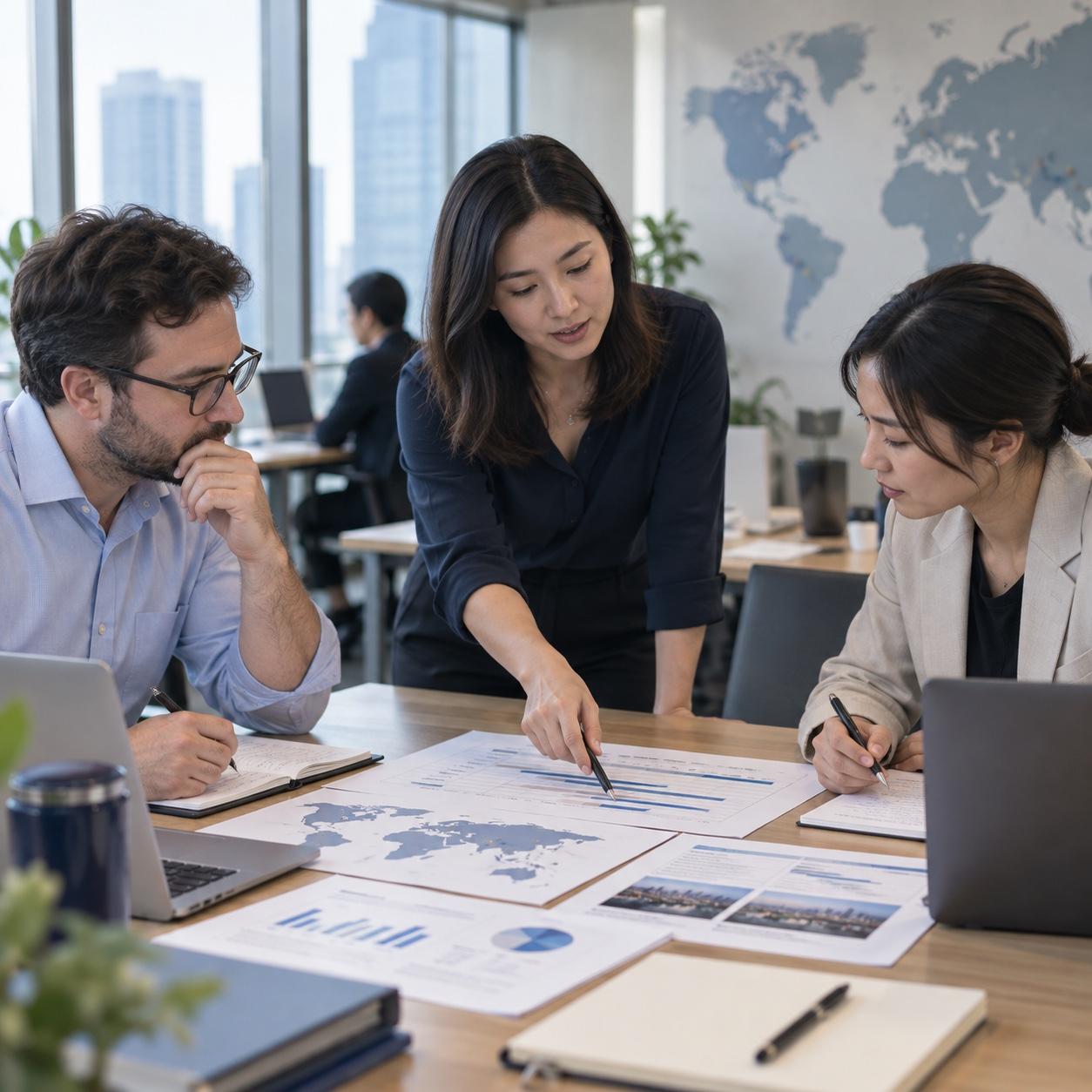 A global research team coordinating multi-market project work